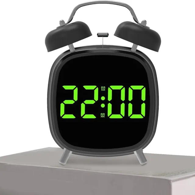 PZCC Digitale wekker - wekkers digitaal - wandklok - klok - wekkerradio - met LED-verlichting en luid alarmgeluid, multifunctionele klok voor slaapkamer, kantoor, keuken, badkamer en klaslokalen, afmetingen 12 × 18 × 8 cm - zwart