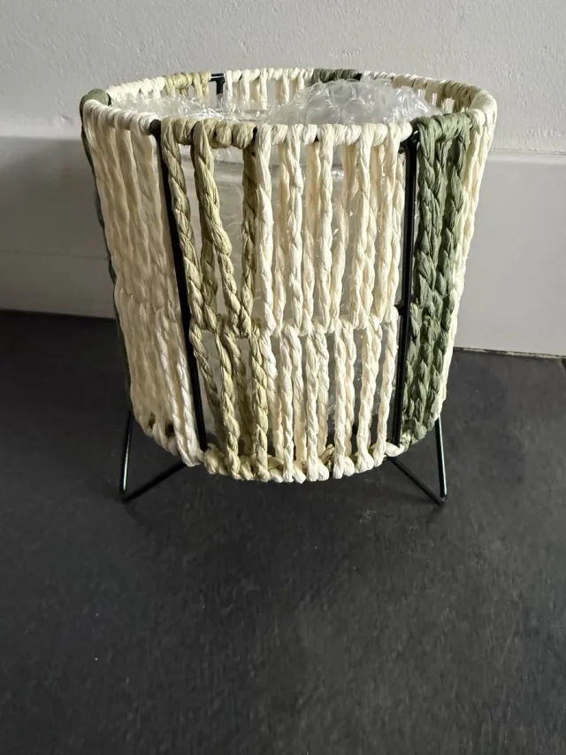 Willeke Floristik Lantaarn met glas - 12 cm - crème met groen Creme