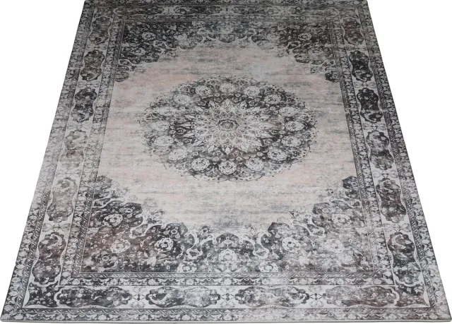 Veer Carpets Vloerkleed Viola Antraciet 200 x 290 cm - Vintage Design Vloerkleed met Verweerd Patroon