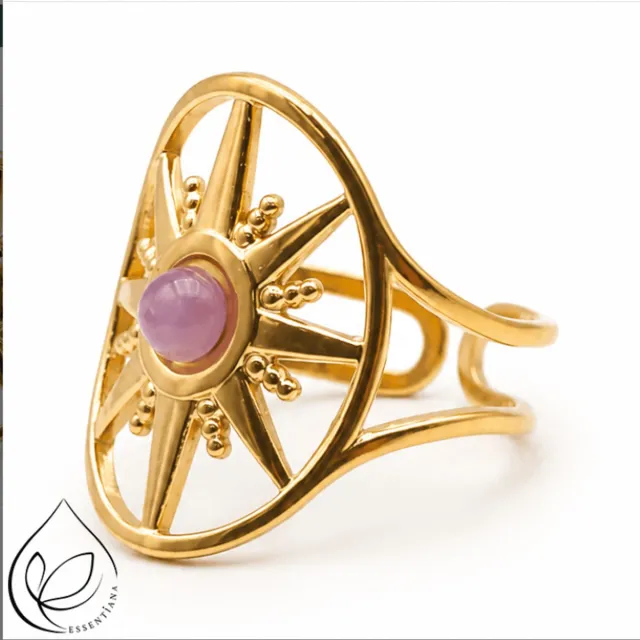 BERK Nova Gouden Ring met Amethist Zwart
