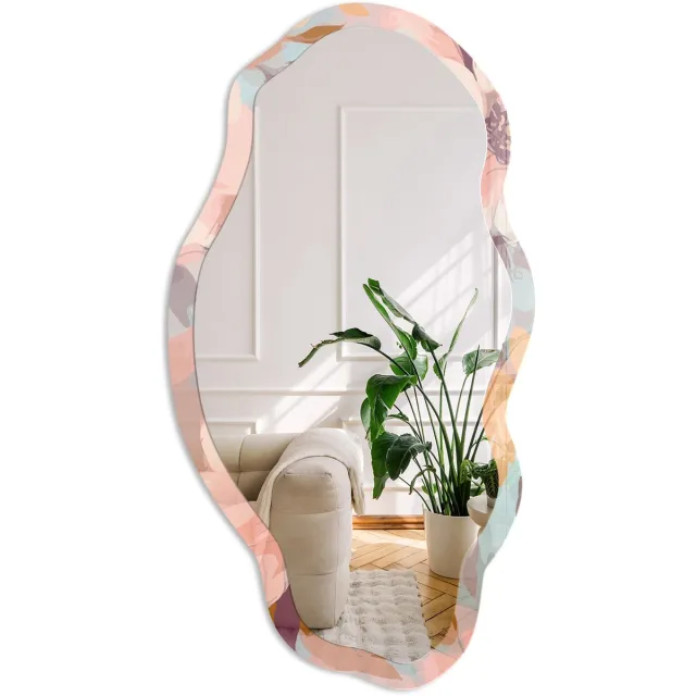 Coloray Bloemige Elegantie Spiegel - Roze Rechthoekige Spiegel Voor Interieur - Organische Spiegel - Slaapkamer, Woonkamer, Badkamer - Schilderachtig - 45x90 cm - Totale afmeting 52x97 cm Bloemige Elegantie, Roze