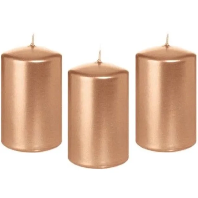 Trend Candles Cilinderkaars/stompkaars - 10x - roségoud - 5 x 8 cm - 18 branduren - horeca kaarsen Goudkleurig