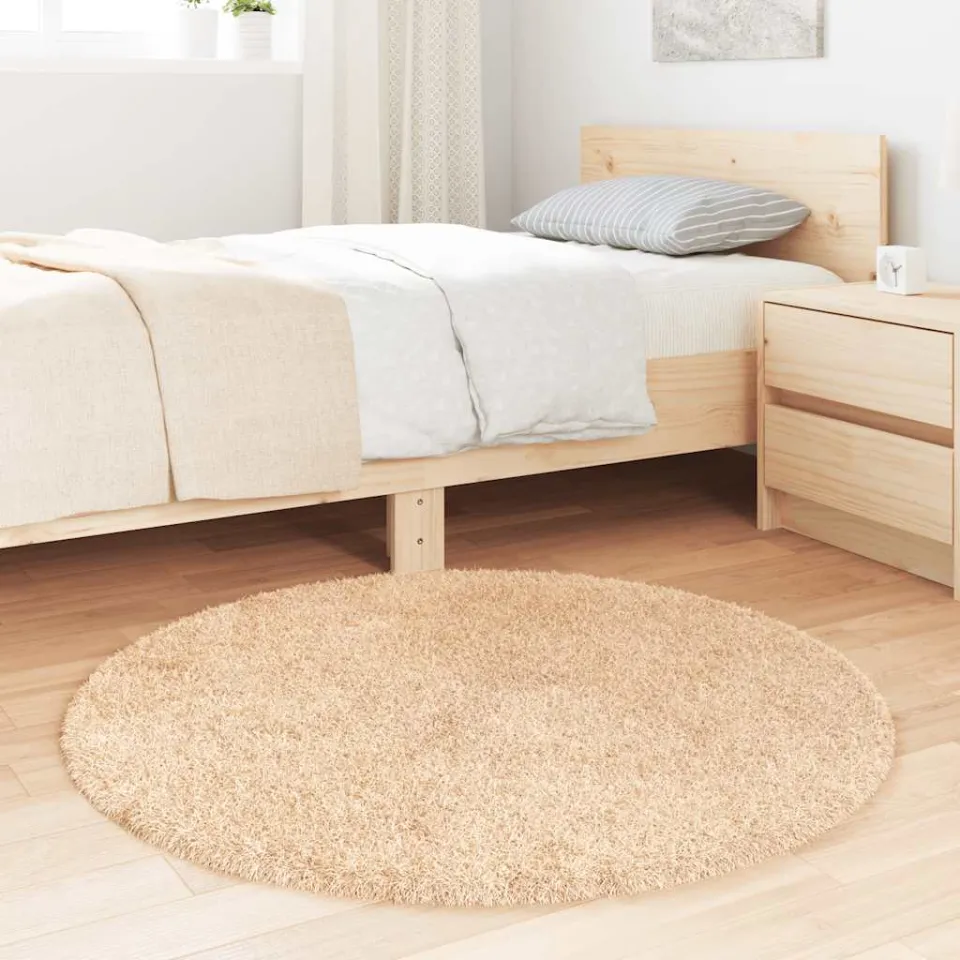 vidaXL Hoogpolig vloerkleed NAVARRA 100x100 cm polyester beige, foto 3