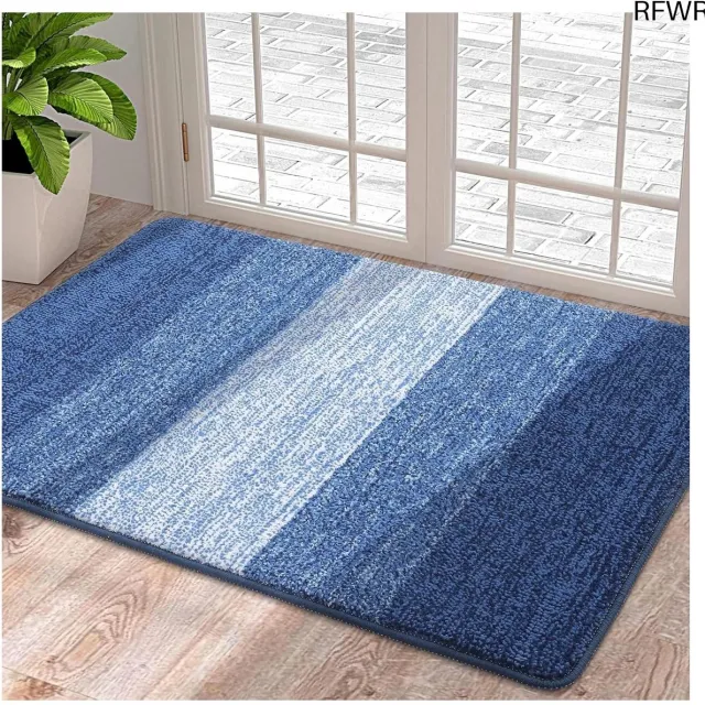 RFWR Zachte machinewasbare deurmat voor binnen - Antislip en super absorberend entreetapijt (50 x 80 cm, marineblauw)