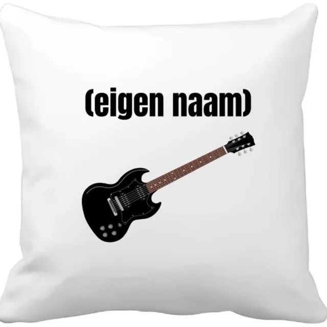 Akyol zwarte elektrische gitaar met eigen naam Kussen hoes - Gitaar - muziek liefhebbers - gitaristen - gitaar liefhebbers - verjaardag - cadeau - kado - 40 bij 40 cm Multicolor