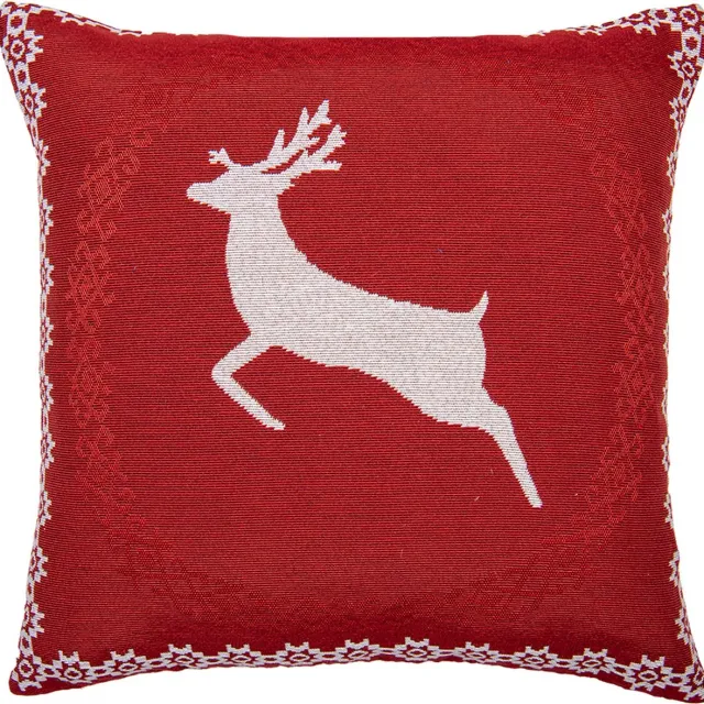 Clayre & Eef Kussenhoes 44x44 cm Rood Polyester Hert