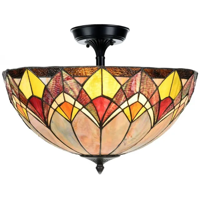 Coloured by Art Tiffany Verlengde Plafonnière Blossom - Art Deco Trade Multicolour