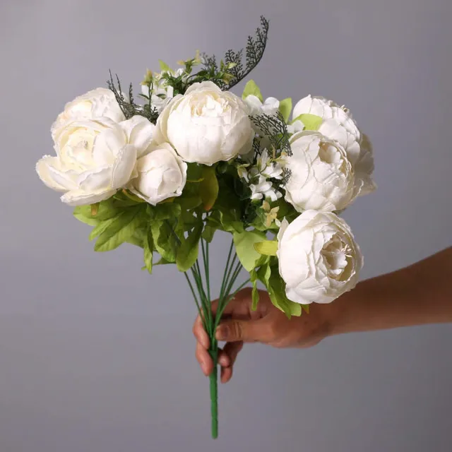 JMKA Kunstbloemen- bloemen- kunstbloemen voor binnen- kunstplant- Nepbloemen- boeket LICHT WIT