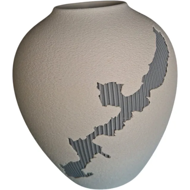 Sieraad & Zo van Mo Kinstu Nihon Vaas | Bottenwit met Asgrijs | 20cm Hoog