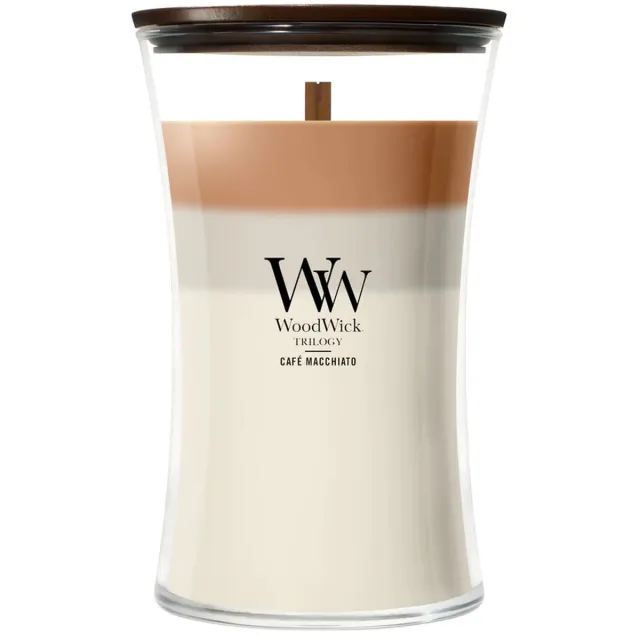 Woodwick Hourglass - Trilogy Café Macchiato - Large Geurkaars - 130 branduren Meerkleurig
