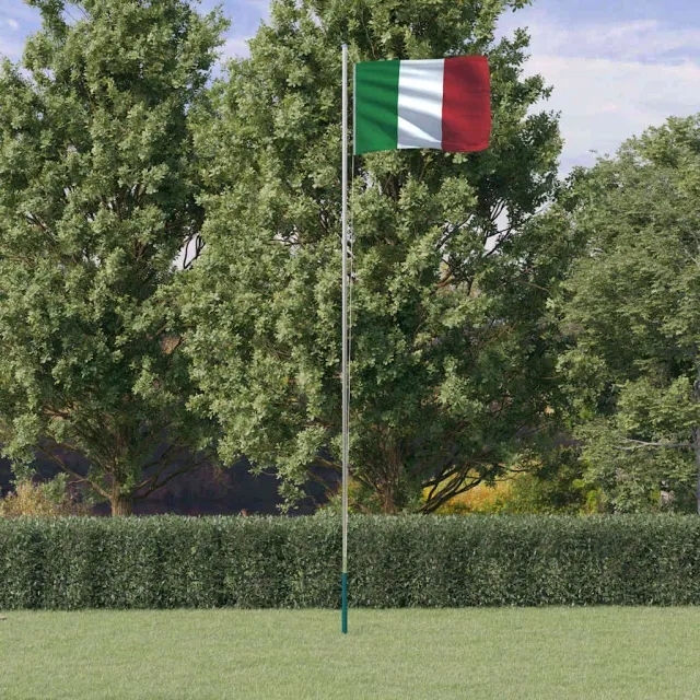 vidaXL Vlag met vlaggenmast Italië 6,08 m aluminium Zilver