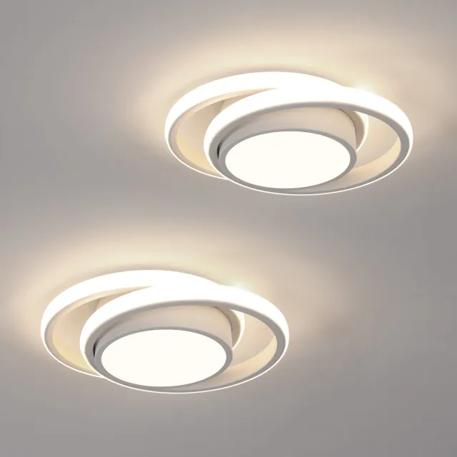 Haobosic LED Aluminium Plafondlamp - Dubbel Rond Wit - 2 Stuks - 36W - 4500K Neutraal Wit