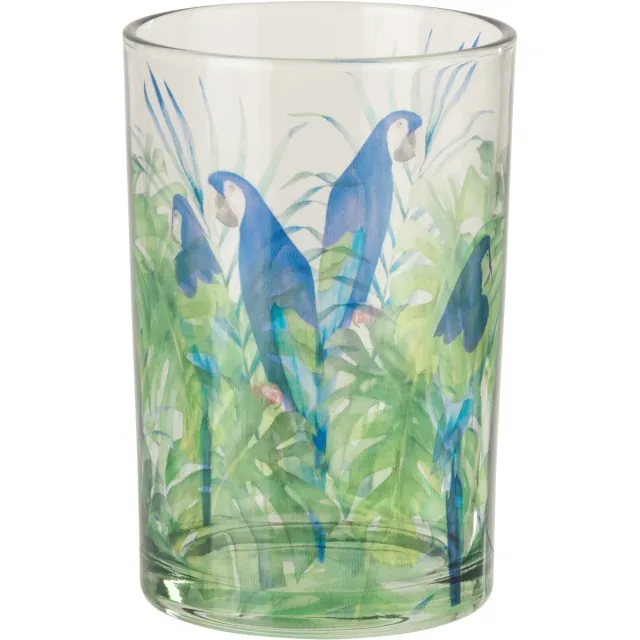 J-Line theelichthouder Papegaai - glas - groen/blauw - large