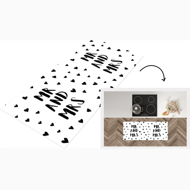 KitchenYeah Keukenloper - Loper keuken - 'Mr and Mrs' - Spreuken - Quotes - Hart - Keukenloper vinyl Multicolor