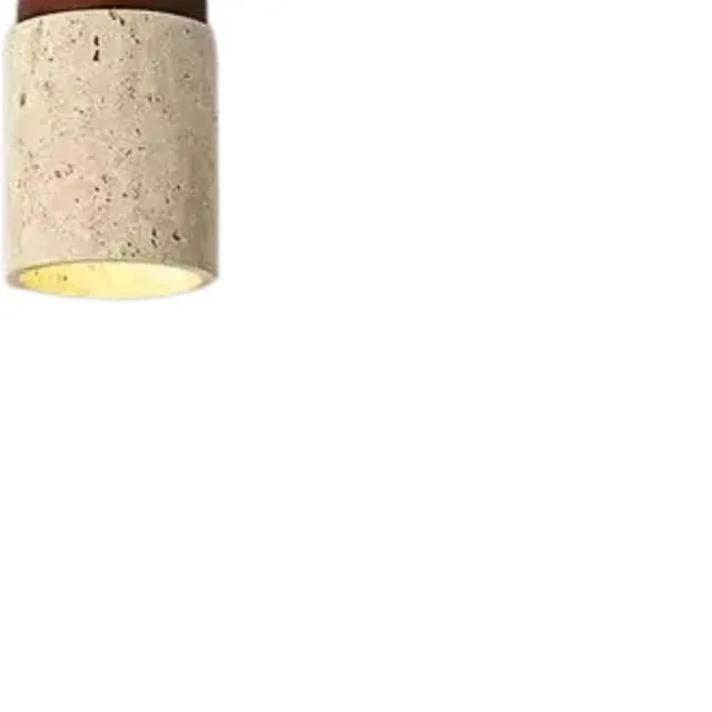Calmáe Japandi Living - Plafondlamp - Plafonnière - Wabi Sabi - Marmer - Travertijn - Woonkamer, toilet, slaapkamer - Lamp - Donkerhout Beige