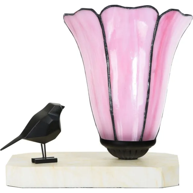 Coloured by Art Tiffany tafellamp / sculptuur Ballade van een Vogel Liseron Pink - Art Deco Trade Roze