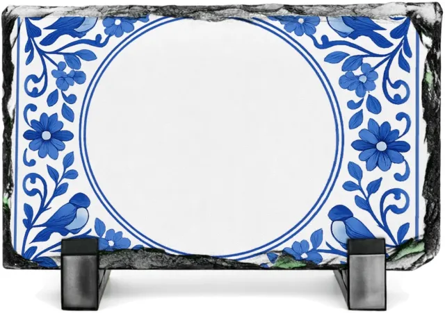 Mr Cadeautjes Leisteen rechthoek 14 x 9 - design Een ronde botanische omlijsting rond een korte boodschap ove | cadeau Wit