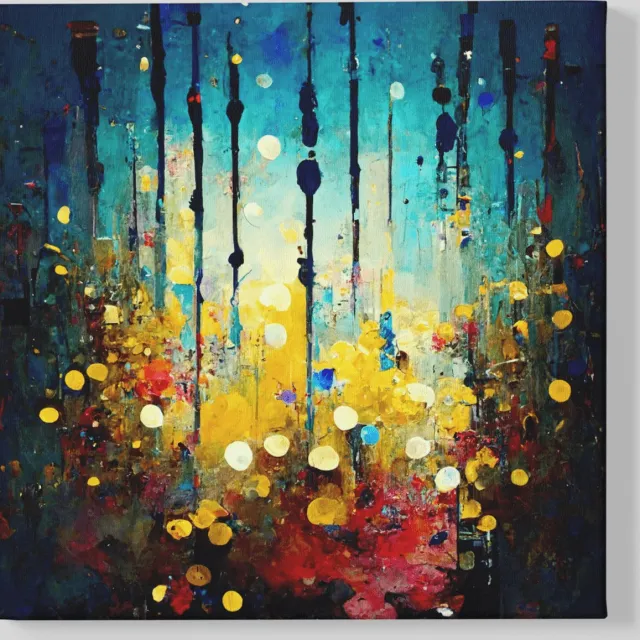 Trendex Global Vierkant Canvas Schilderij - Kunst - Abstract - 40x40x2 cm Kleurrijk
