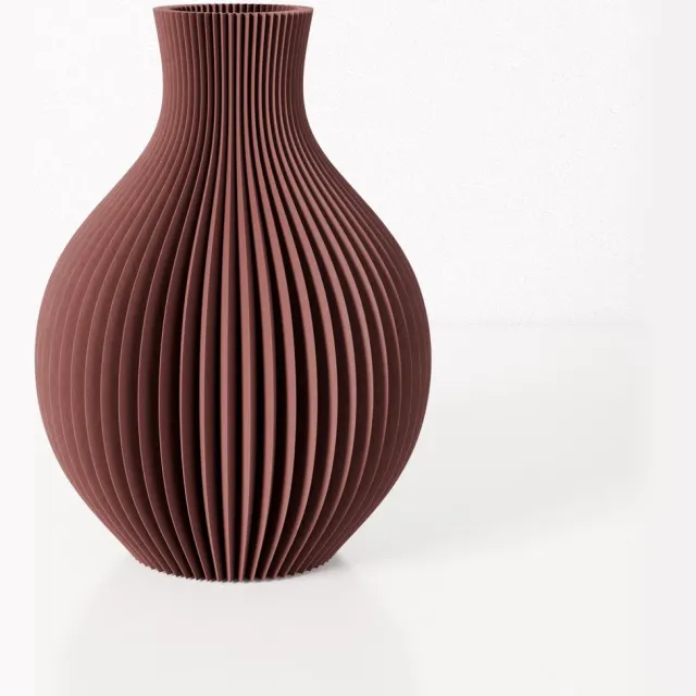 Fleuriek vaas ISABELLA - Bordeaux rood H44 cm - Grote elegante bolvaas met geribbeld design - Luxe vloervaas als stijlvolle blikvanger