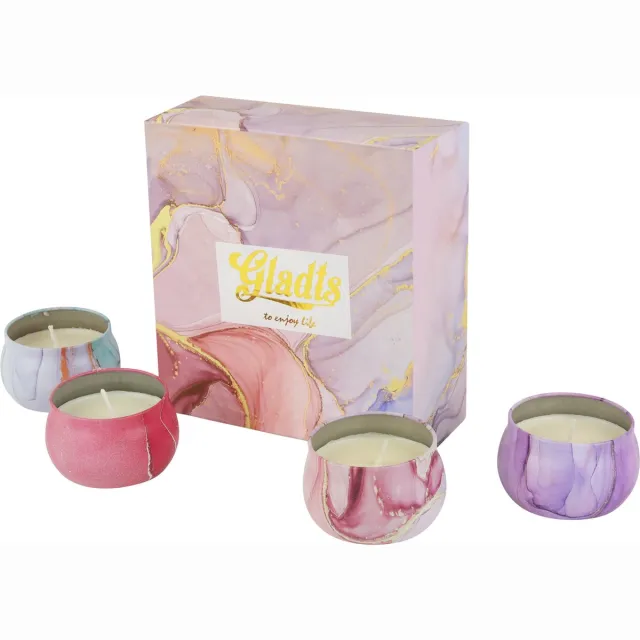 Gladts Geurkaarsenset Serenity’s Whisper – 4 geurkaarsen – Geschenkset rood
