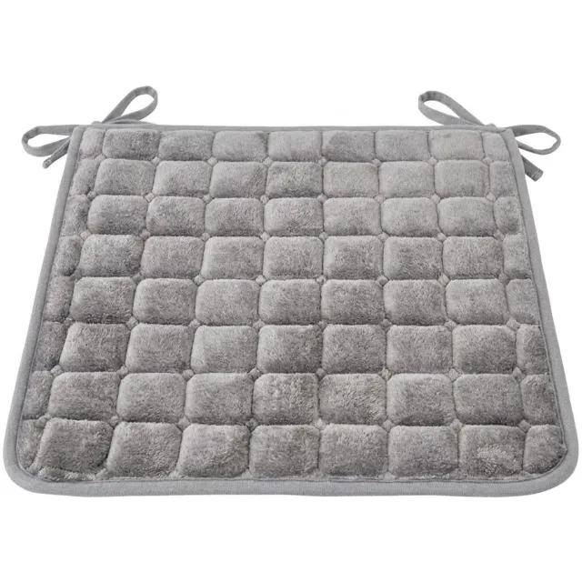 NUVEX Grijs vierkant flanellen stoelkussen zitkussen stoel zacht kussen met anti slip en striklinten voor eetkamer stoel kantoor stoel en woonkamer