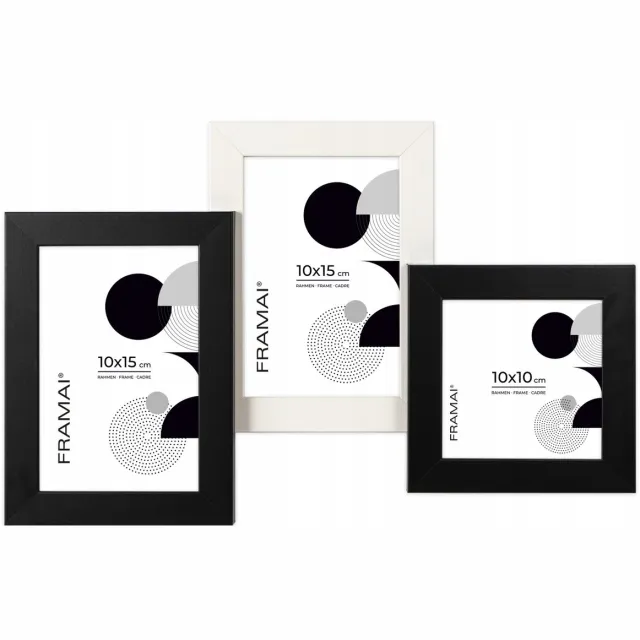 FRAMAI Multifoto lijst 3 stuks 24x37 cm - Bruin Hout MDF
