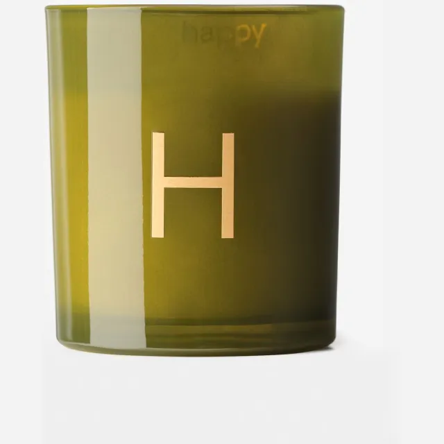 HEMA Kaars in glas ⌀8x9cm letter H (groen)