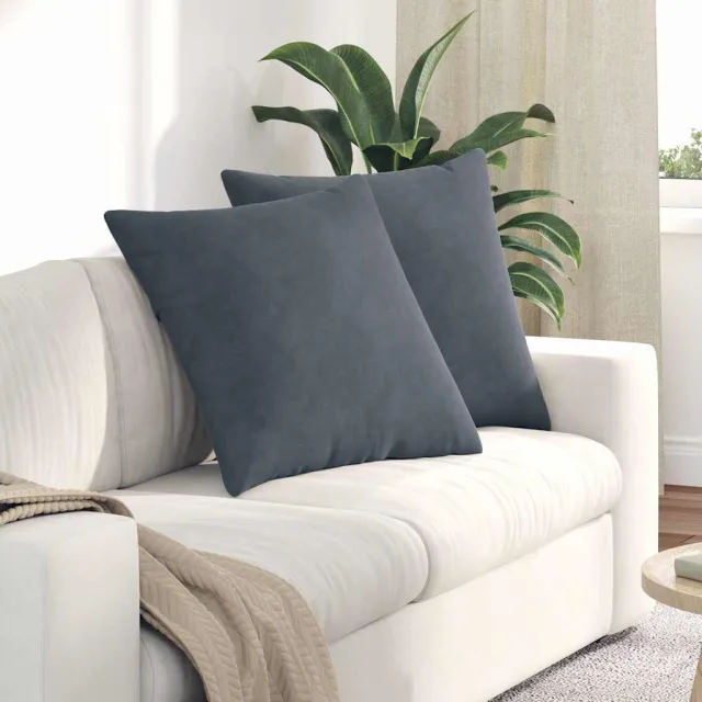 vidaXL Sofa Kussens 2 st fluweel Donkergrijs 60 x 60 cm