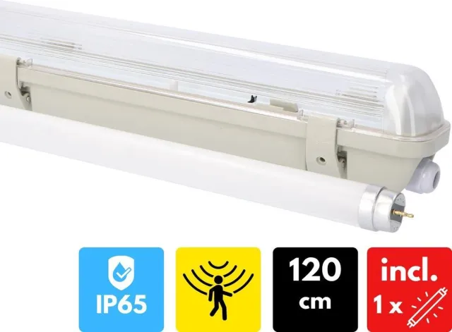 Proventa Outdoor LED TL lamp met bewegingssensor en daglichtsensor - Waterdicht - 120 cm - Tl-buizen - Tl-armaturen - Tl-verlichting Wit