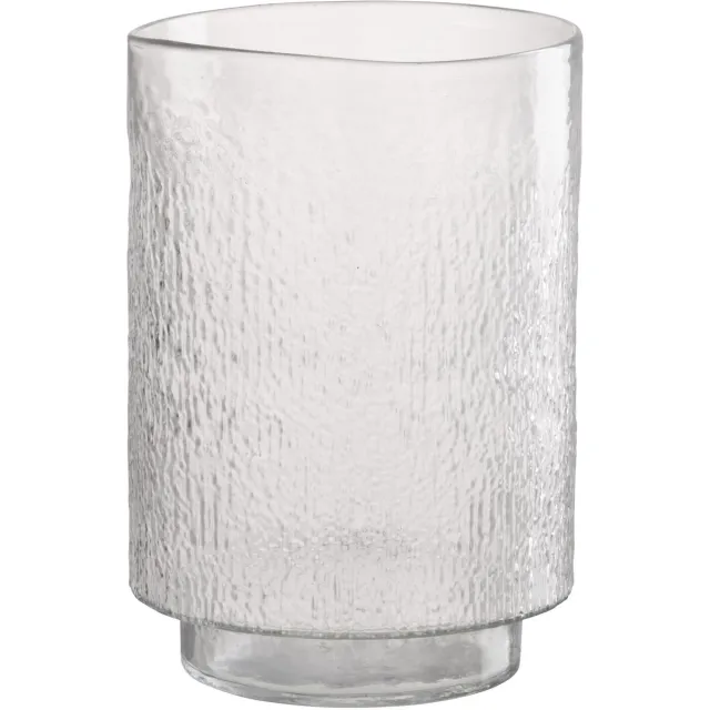 J-Line vaas Cilinder Reliëf - glas - transparant - medium