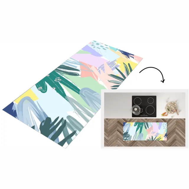 KitchenYeah Keukenloper - Loper keuken - Zomer - Tropisch - Kleur - Blad - Keukenloper vinyl Multicolor
