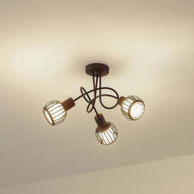 Lindby plafondlamp - 3lichts - Ijzer, plastic - H: 28.5 cm - E14 - roestkleurig