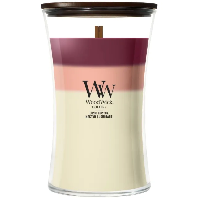 WoodWick Trilogy Lush Nectar geurkaars Large, 130 branduren