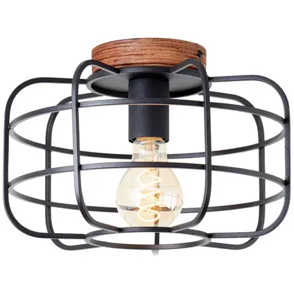 Brilliant Plafondlamp Gwen Zwart Hout ⌀30cm