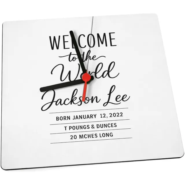 Mr Cadeautjes Klok 19 x 19 - design Minimalistische familie-aankondiging met één groot kernwoord | cadeau Wit