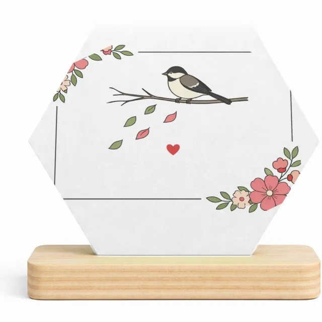 Mr Cadeautjes MDF fotolijst/inleg hexagon 14 x 13 - design Een minimalistisch herinneringsontwerp met een stil natuurta | cadeau Wit