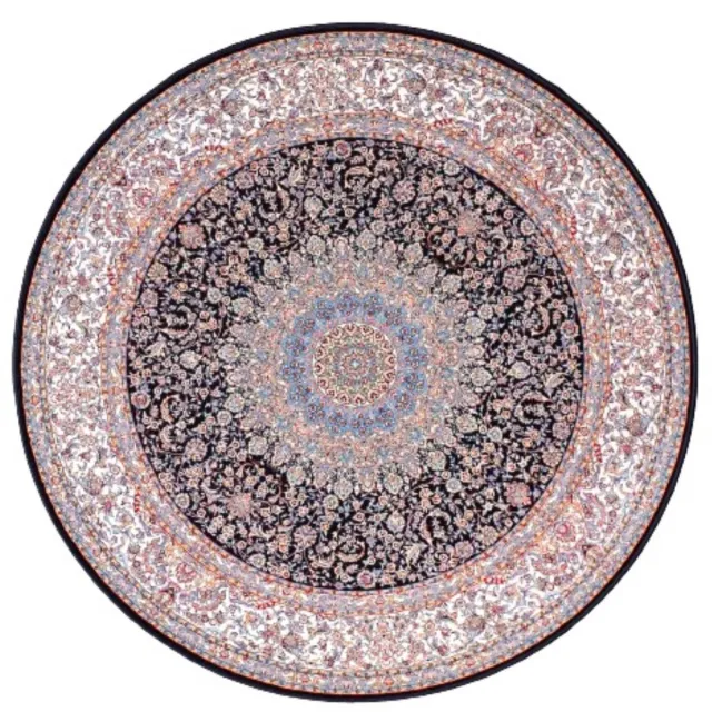 SusaStyle Perzisch Vloerkleed – Shahkar Darkblue – Tapijt – Rond donkerblauw/zwart