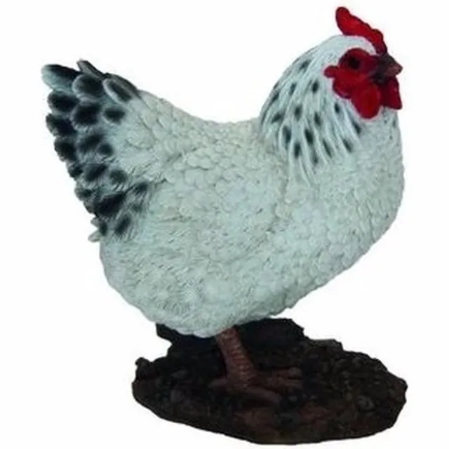 Esschert Design tuin dieren beeld - Kip - wit - 20 cm - polystone - boerderij thema