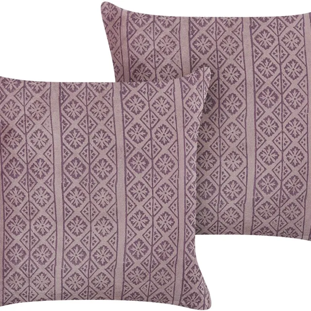 Beliani SILYBUM - Sierkussen set van 2 - Roze - 45 x 45 cm - Fluweel