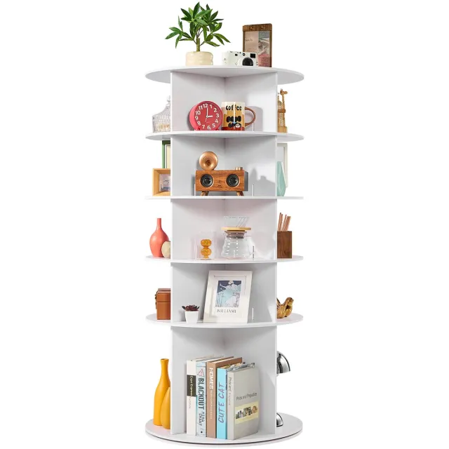 Vevor Schoenenrek, Schoenenkast voor 20 Paar Schoenen (5 Lagen), 360° Draaibaar, Ruimtebesparende Schoenenopbergkast, Schoenenrek voor Slaapkamer, Woonkamer, Hal, Wit, 598 x 598 x 1350 mm