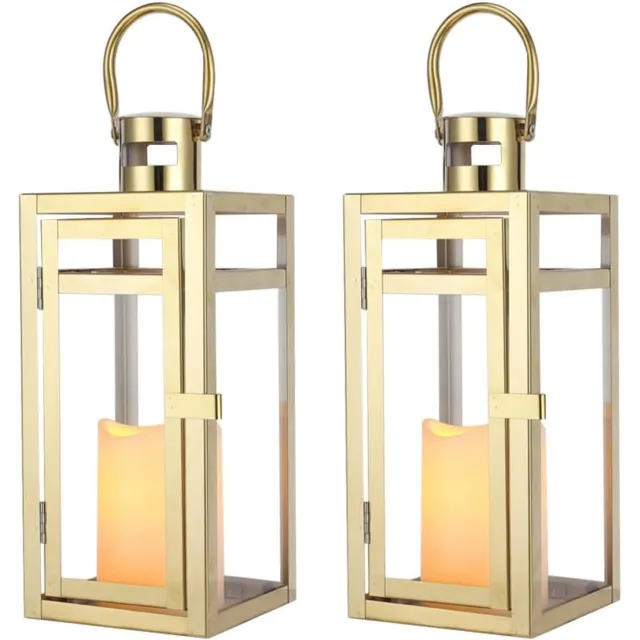 TRIROCKS Decoratieve Lantaarn RVS 30cm - Goudkleurig - Merkloos