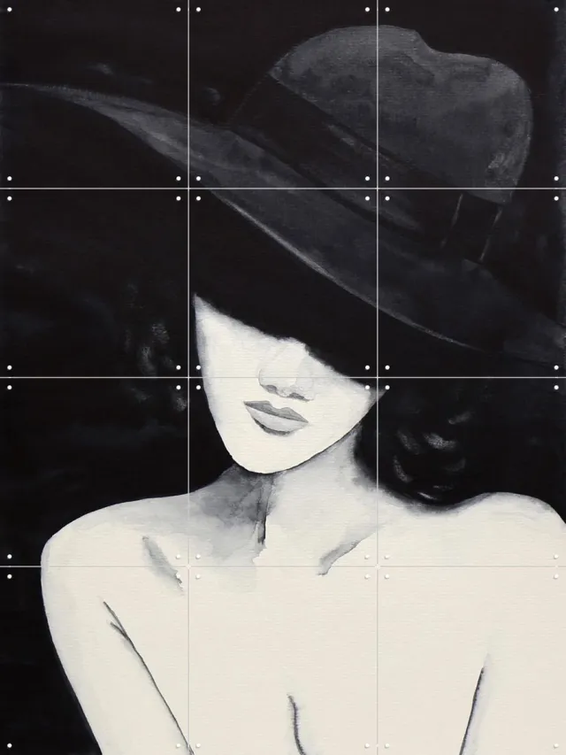 IXXI In the Shadow, Natalie Bruns - 60 x 80 cm - Grote wanddecoratie en posters - Minimalisme, Woonkamer, Slaapkamer, Portretten, Silhouetten, Mode Zwart / Monochroom / Zwart en wit