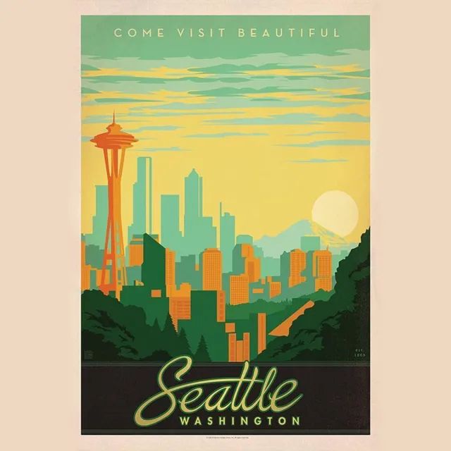 Wikiprints Vintage poster - Seattle Washington state - Wandposter 60 x 40 cm