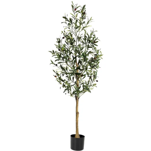 Unyqoos Realistisch ogende kunstolijfboom van 150 cm voor decoratie binnen en buiten Groen