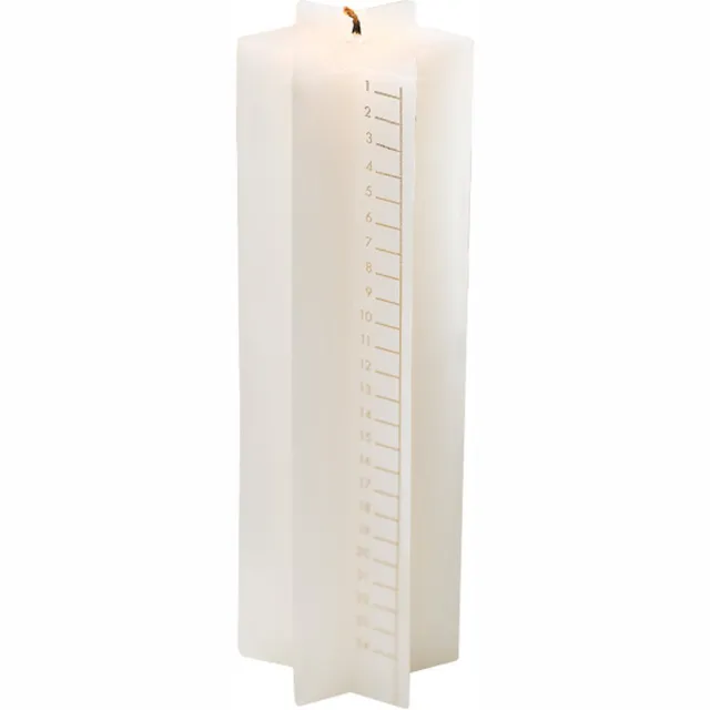 Ginger ray Ginger Ray - Stervormige adventskalender kaars - 18 cm x 6 cm WitGoud