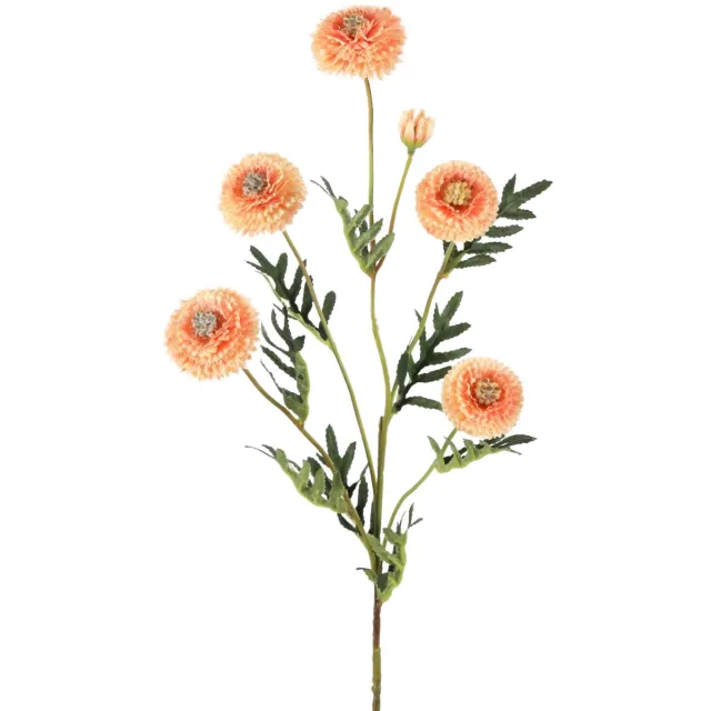Viv! Home Luxuries Chrysant Pompon - kunstbloem - perzik - 72cm Oranje