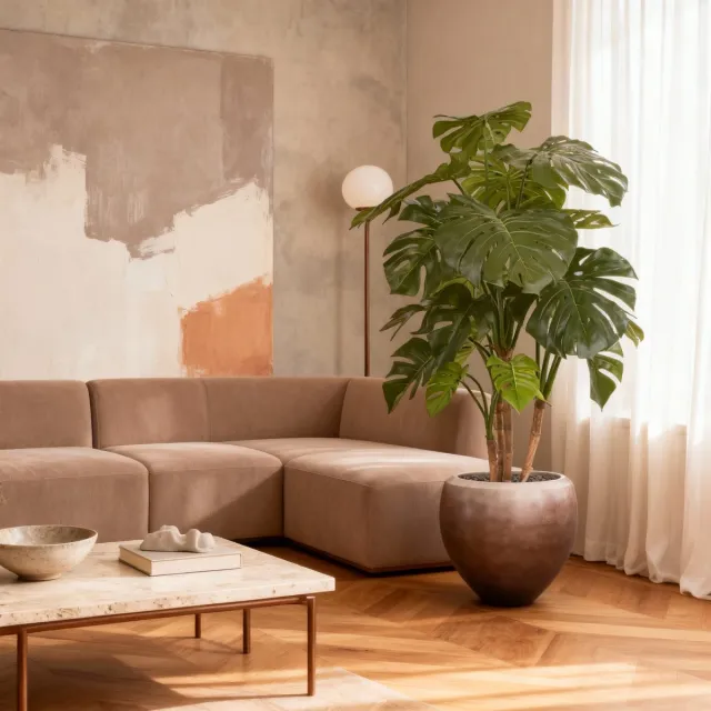 maxifleur Kunstplanten Monstera deluxe kunstboom 140cm Groen