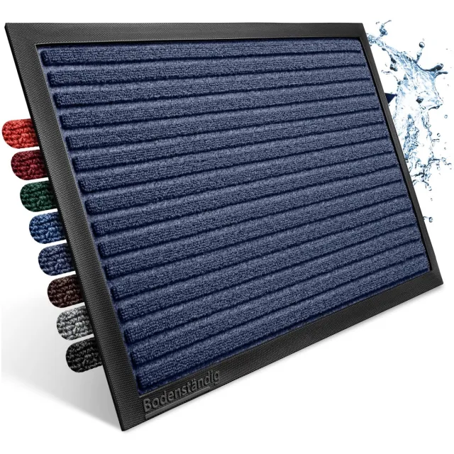 Unyqoos en Antislip Deurmat voor Buiten in Grijs-Blauw Gestreept Design donkerblauw
