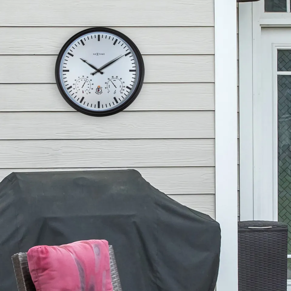 NeXtime Weerstation - Wandklok - Weerbestendig - 50,5 cm en Zonnebloem zwart, foto 4