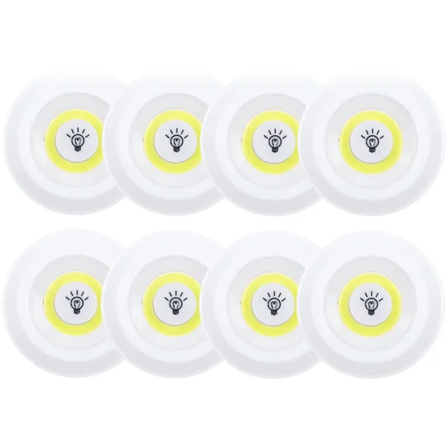 HOME DECO FACTORY Kastlampen rond - set 8x - dimmer - LED lampen - wit - D9 cm - zelfklevend